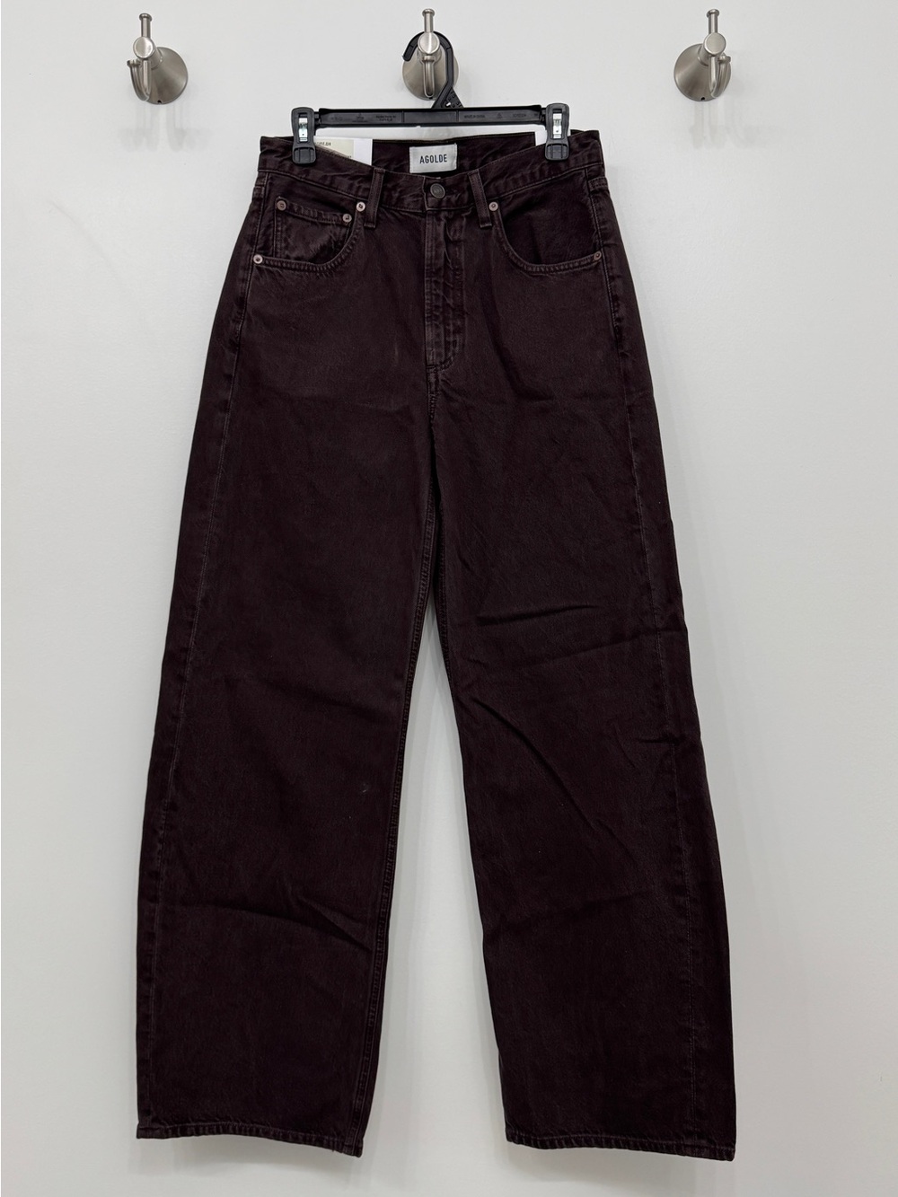 AGOLDE Low Curve mid-rise straight-leg jeans sloe berry brown barrel jeans 24 26 - Picture 5 of 13